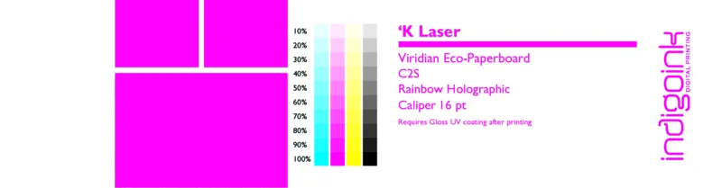 K Laser Viridian Paperboard - 16pt Rainbow Holographic C2S