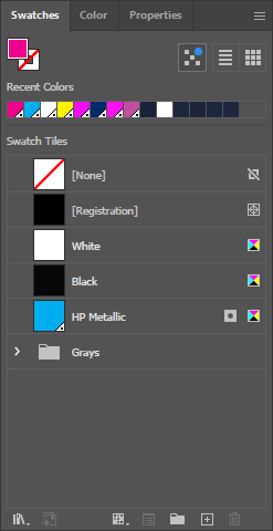 Swatches Panel with HP Metallic