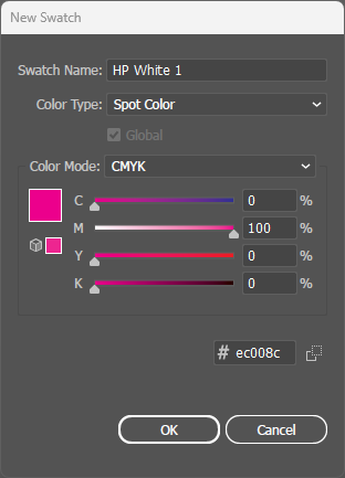 New Swatch Dialog for HP White 1